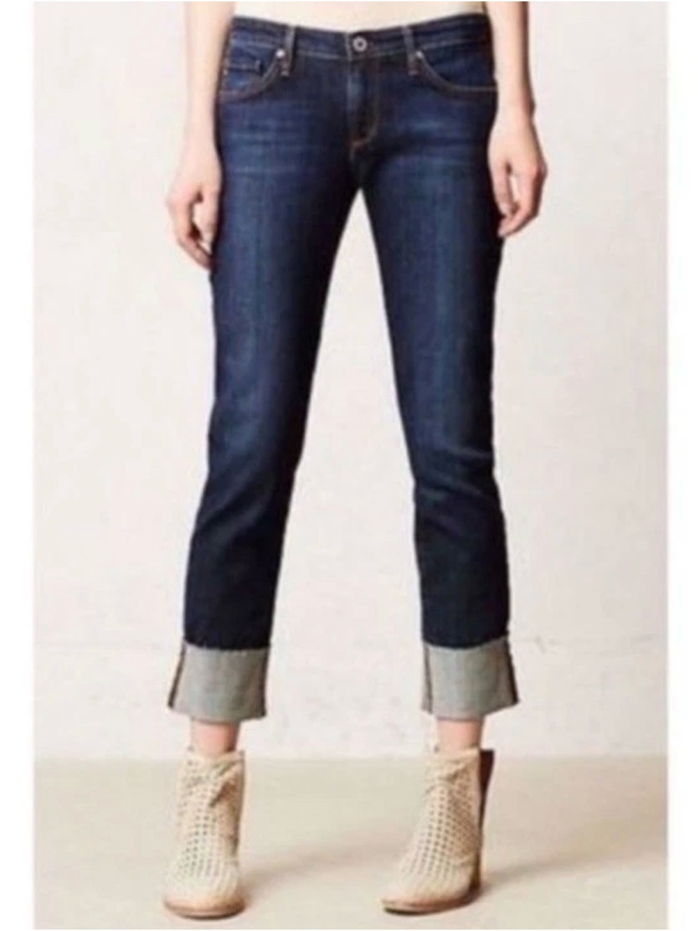 AG Adriano Goldschmied The Stevie Cuff Slim Straight 32x25 Mid Rise Stretch USA